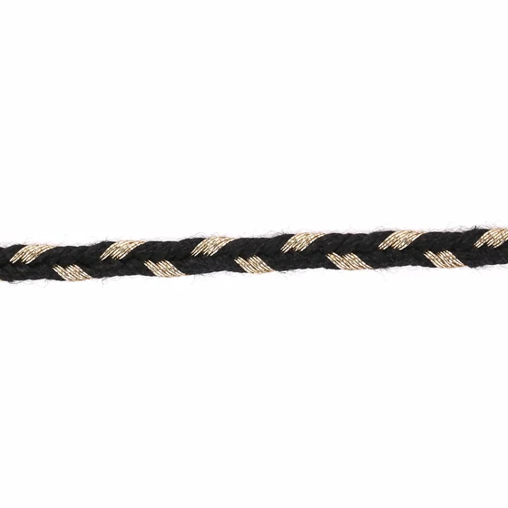 4 mm Black Choti Braided Trim with Champagne Flecks — Material close-up