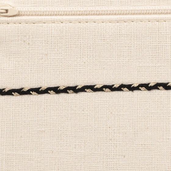 4 mm Black Choti Braided Trim with Champagne Flecks — Pouch border idea