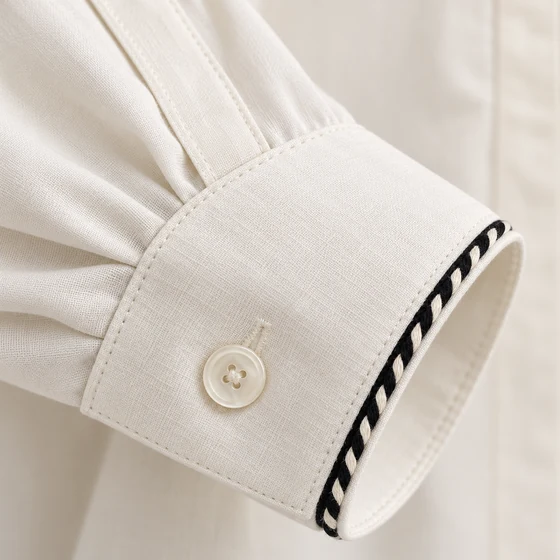 Black and White Piping Trim with Twisted Edge — Cuff edging idea