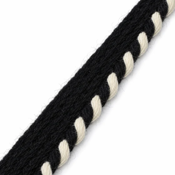 Black and White Piping Trim with Twisted Edge — Material close-up