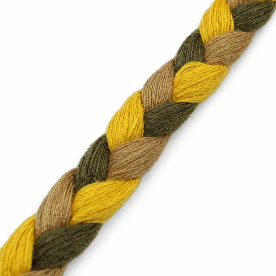 8 mm Beige, Yellow and Olive Green Choti Braided Trim — Braid close-up