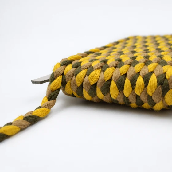 8 mm Beige, Yellow and Olive Green Choti Braided Trim — Edge detail