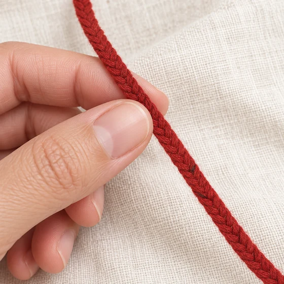 6 mm Brick Red Chevron Choti Braided Trim — In hand