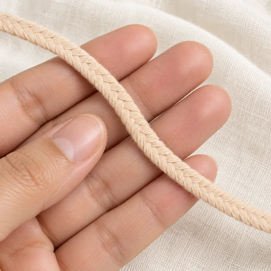 8 mm Beige Rounded Choti Braided Trim — In hand
