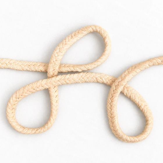 8 mm Beige Rounded Choti Braided Trim — Three loop view