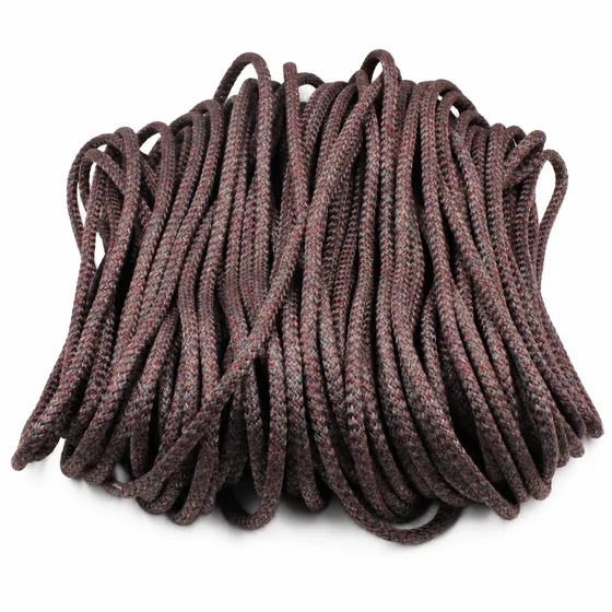 6 mm Burgundy and Grey Marl Decorative Braided Cord — Open loops