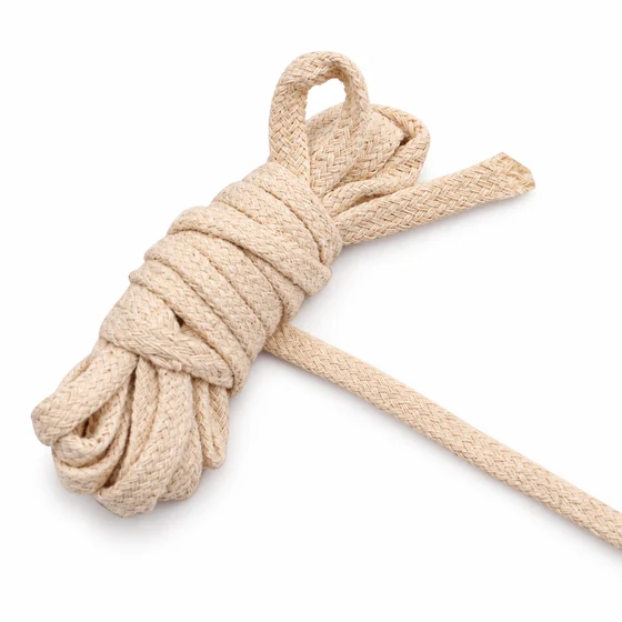 6 mm Beige Braid Trim, Narrow Close Plait — Tied sample