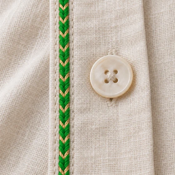 4 mm Bright Green and Gold Metallic Choti Braided Trim — Garment edging idea