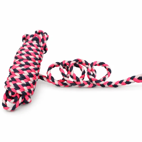 8 mm Bright Pink, Dark Navy and White Choti Dori Braided Trim — Sample hank