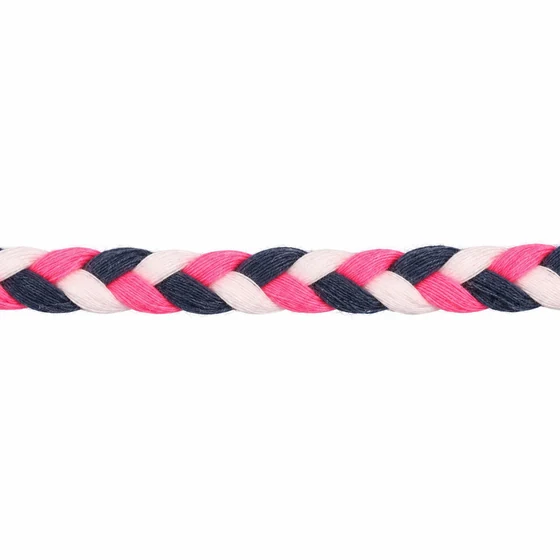8 mm Bright Pink, Dark Navy and White Choti Dori Braided Trim — Material close-up
