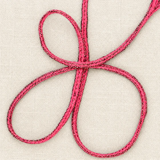 3 mm Bright Pink Choti Braided Trim with Dark Sparkle Thread — Alternate loops