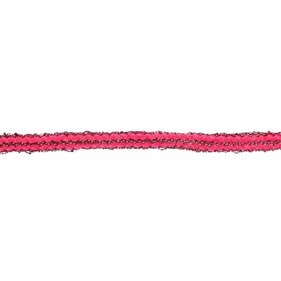 3 mm Bright Pink Choti Braided Trim with Dark Sparkle Thread — Material close-up