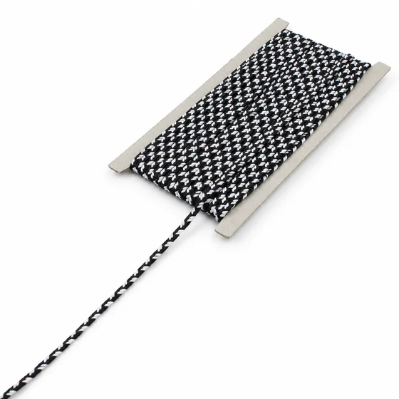 4 mm Black Choti Braided Trim with White Arrow Marks — Card with lead