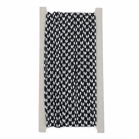 4 mm Black Choti Braided Trim with White Arrow Marks — Front view