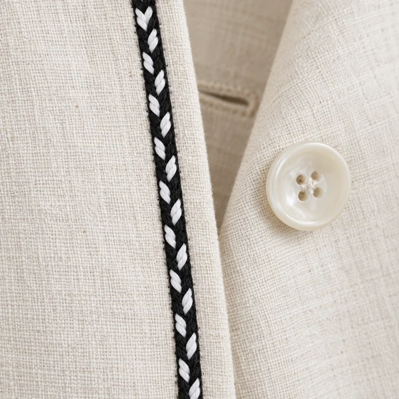 4 mm Black Choti Braided Trim with White Arrow Marks — Garment edging idea