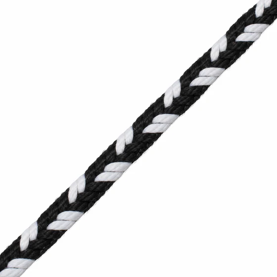 4 mm Black Choti Braided Trim with White Arrow Marks — Material close-up