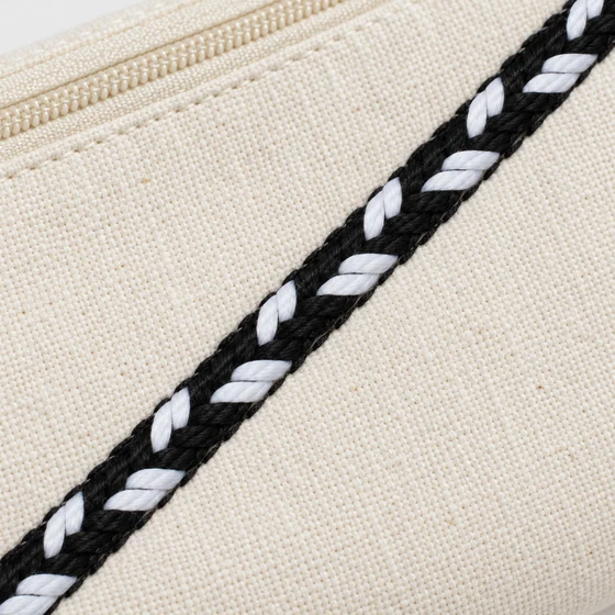 4 mm Black Choti Braided Trim with White Arrow Marks — Pouch border idea