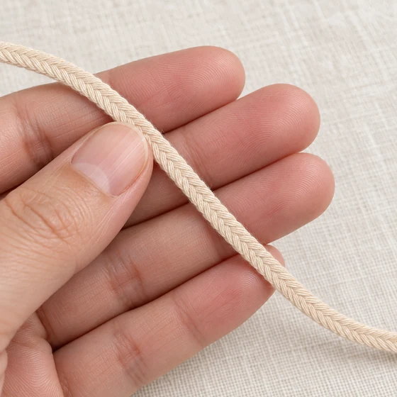 5 mm Beige Flat Choti Braided Trim — In hand