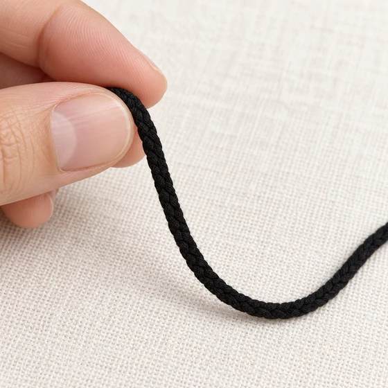 3 mm Black Narrow Choti Braided Trim — In hand