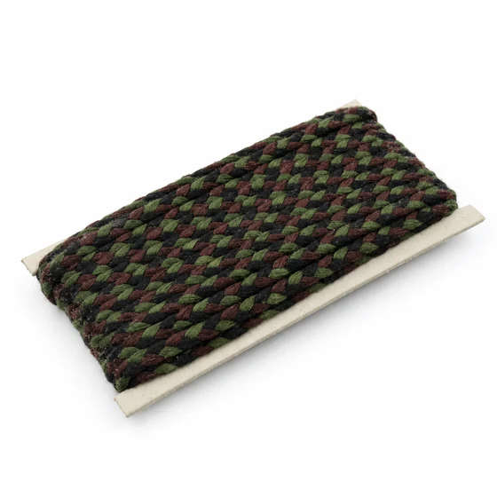 6 mm Black, Olive Green and Dark Brown Choti Braided Trim — Sample card
