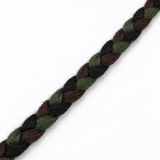 6 mm Black, Olive Green and Dark Brown Choti Braided Trim — Material close-up