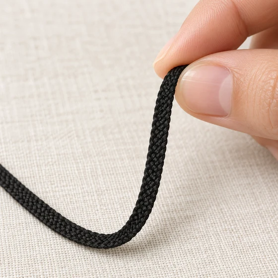 4 mm Black Flat Braided Trim — In hand