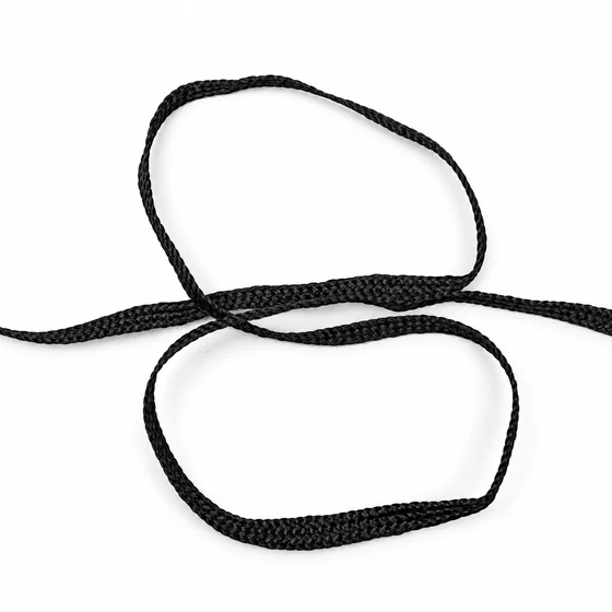 4 mm Black Flat Braided Trim — Loose loops