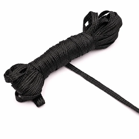 4 mm Black Flat Braided Trim — Sample hank