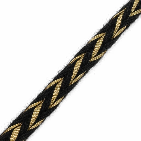 4 mm Black and Gold-Tone Metallic Choti Braided Trim — Braid close-up