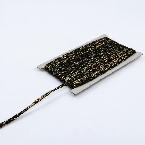 4 mm Black and Gold-Tone Metallic Choti Braided Trim — Card with lead