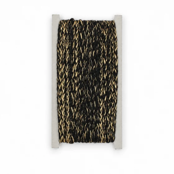 4 mm Black and Gold-Tone Metallic Choti Braided Trim — Front view