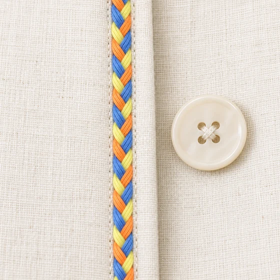 6 mm Blue, Yellow, Orange and Deep Violet Choti Braided Trim — Garment edging idea