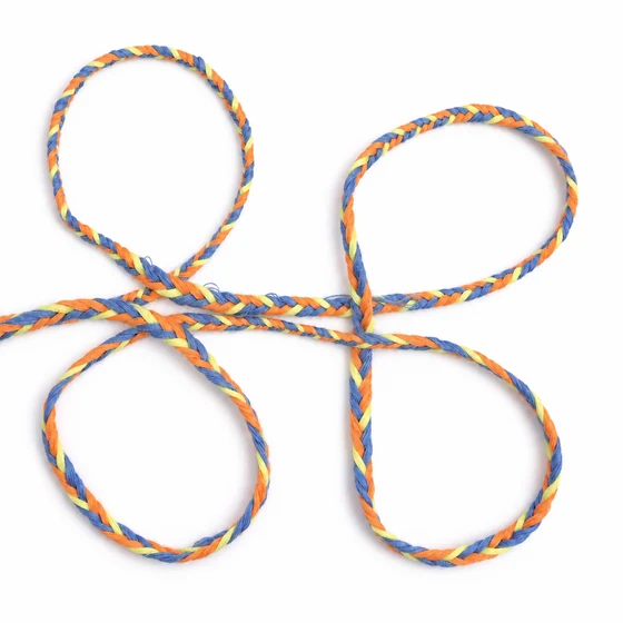 6 mm Blue, Yellow, Orange and Deep Violet Choti Braided Trim — Loose loops
