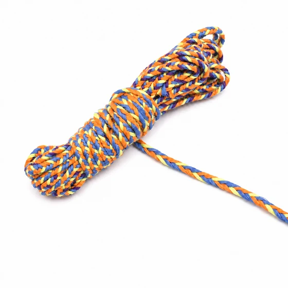 6 mm Blue, Yellow, Orange and Deep Violet Choti Braided Trim — Sample hank