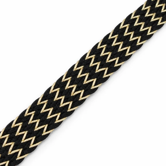 10 mm Black and Gold Fine Chevron Braided Trim — Braid close-up