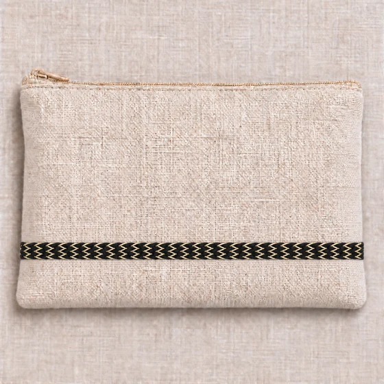 10 mm Black and Gold Fine Chevron Braided Trim — Pouch border idea