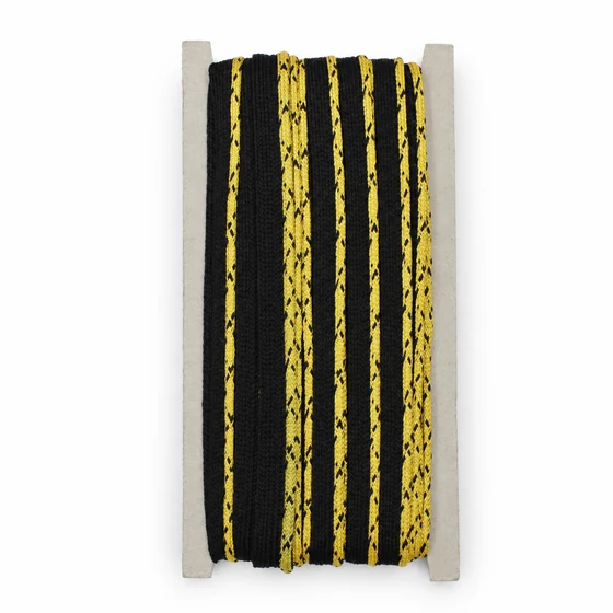 Black and Gold Tone Piping Trim with Braided Edge, 10 mm — Front view