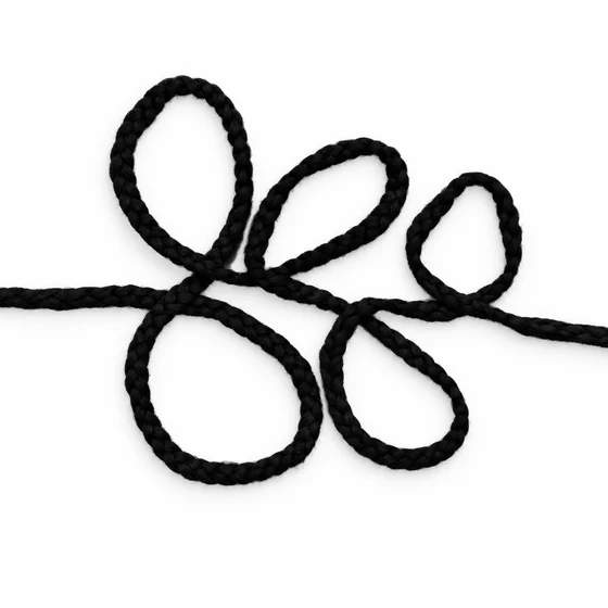 4 mm Black Rounded Choti Braided Trim — Alternate loops