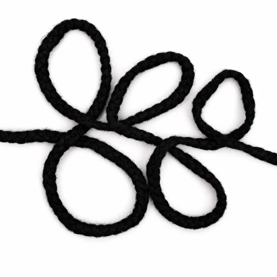 4 mm Black Rounded Choti Braided Trim — Loose loops