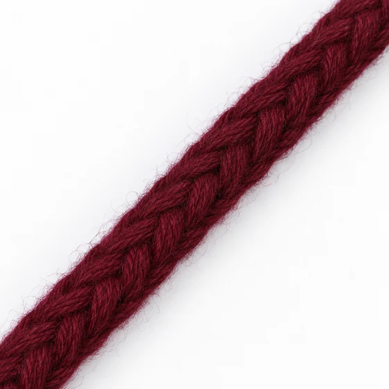 Burgundy Maroon Brushed Choti Braided Trim — Material close-up