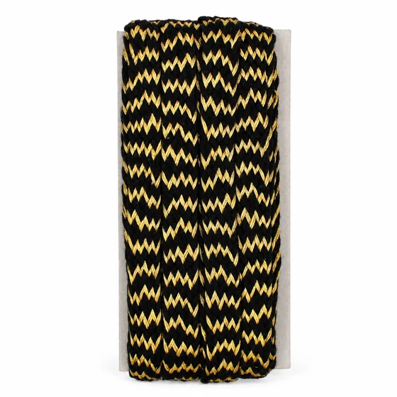 Black and Gold Wide Zigzag Braided Trim — Front view