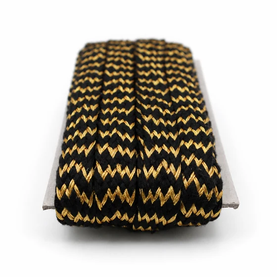 Black and Gold Wide Zigzag Braided Trim — Low-angle view