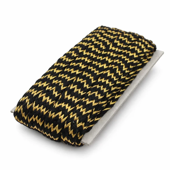 Black and Gold Wide Zigzag Braided Trim — Sample card
