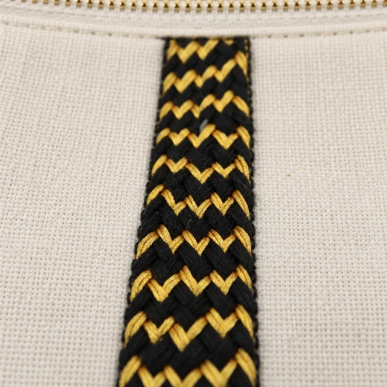 Black and Gold Wide Zigzag Braided Trim — Pouch border idea