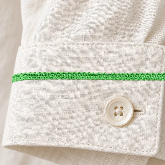 4 mm Bright Green Narrow Picot Braided Trim — Garment edging idea