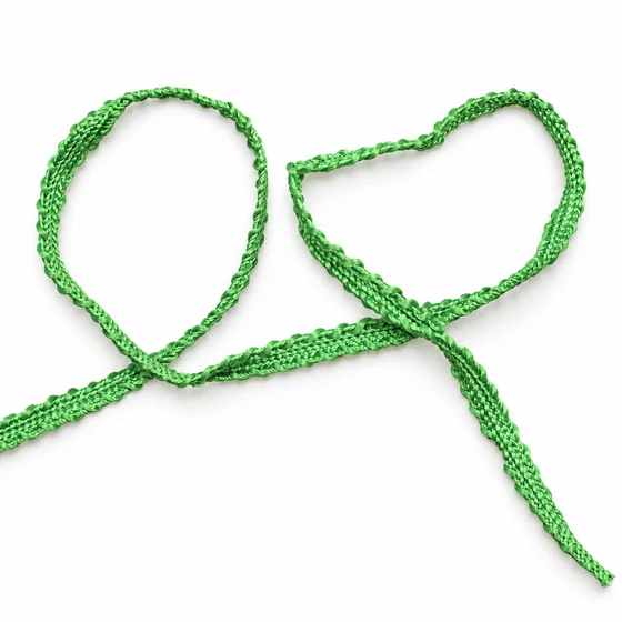4 mm Bright Green Narrow Picot Braided Trim — Loose loops