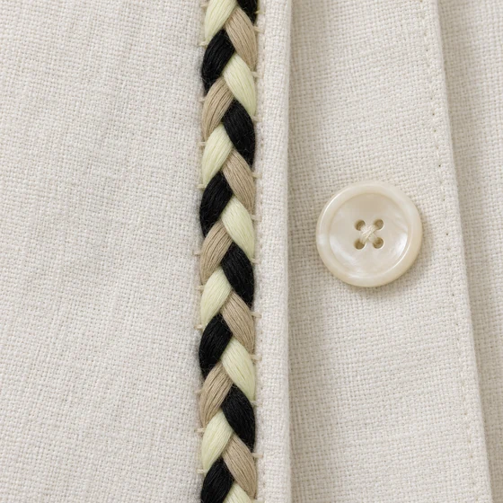 10 mm Black, Cream and Beige Choti Braided Trim — Garment edging idea