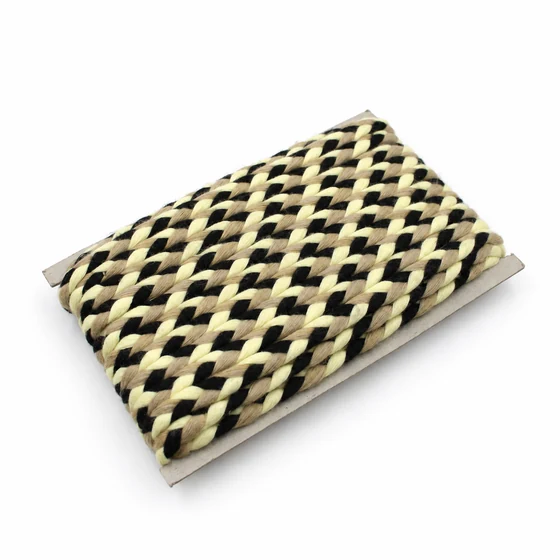 10 mm Black, Cream and Beige Choti Braided Trim — Sample card