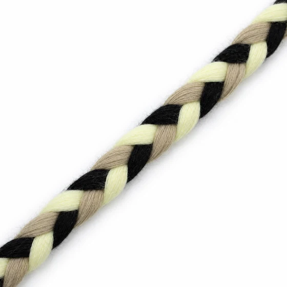 10 mm Black, Cream and Beige Choti Braided Trim — Material close-up