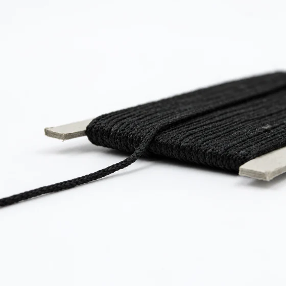 2 mm Black Narrow Braided Cord Trim — Card lead connection